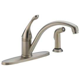 DELTA COLLINS Series 440-SS-DST Kitchen Faucet with Side Sprayer, 1.8 gpm, 1-Faucet Handle, Brass, Stainless Steel
