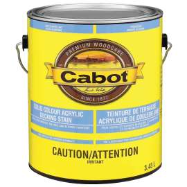 Cabot 142.0001808.007 Exterior Solid Color Latex Decking Stain, 3.7 l, Liquid, Slight, Medium Base, 205 deg F Flash