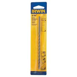 IRWIN 326003 Rotary Hammer Drill Bit, 3/16 in Dia, 6 in OAL, Percussion, Twist Flute, 2-Flute, 3/16 in Dia Shank