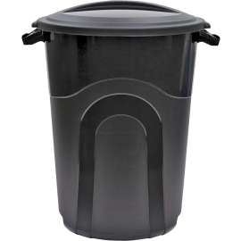 United Solutions TI0019 Trash Can, 32 gal Capacity, Plastic, Black, Snap-On Lid Closure