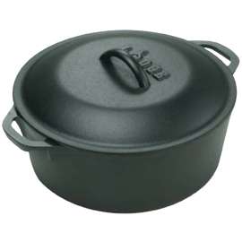 Lodge L8DOL3 Dutch Oven, 5 qt Capacity, Iron, Black, 10-1/4 in Dia, Loop Handle