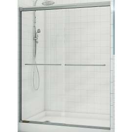 MAAX Aura 135665-900-084000 Shower Door, Clear Glass, Tempered Glass, Semi Frame, 2-Panel, Glass, 1/4 in Glass