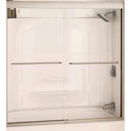 MAAX Aura 135661-900-305 Bathtub Door, Semi Frame, Clear Glass, Bypass/Sliding Door, 1/4 in Glass