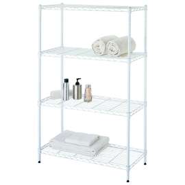 Simple Spaces SS-JR0404-WH 4-Tier Shelf Stacker, Each Shelf: 132 lb, 4-Tier Shelving-Level, 31 in W, Steel, White