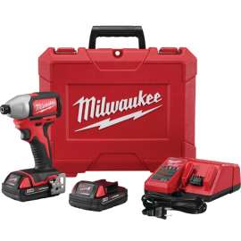 Milwaukee 2850-22CT Impact Driver Kit, Battery Included, 18 V, 2 Ah, 1/4 in Drive, Hex Drive, 4200 ipm