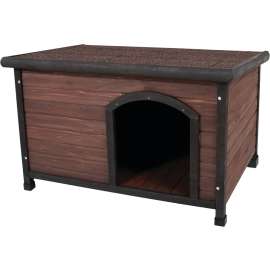 Aspenpet Ruff Hauz 25040 Dog House, 45-1/2 in OAL, 31 in OAW, 32.3 in OAH, Solid Wood, Dark Brown