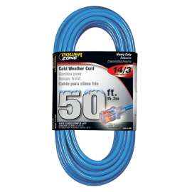 PowerZone Extension Cord, 14 AWG Cable, 5-15P Grounded Plug, 5-15R Grounded Receptacle, 50 ft L, 15 A, 125 V