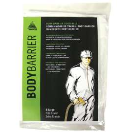 Trimaco 09955 Protective Coveralls, XL, Zipper Closure, Polyolefin, White