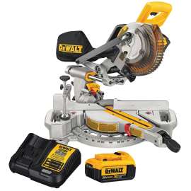 DeWALT DCS361M1 Sliding Miter Saw, Battery, 7-1/4 in Dia Blade, 3750 rpm Speed, 45 deg Max Miter Angle