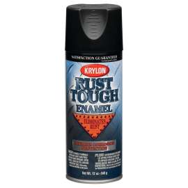 Krylon K09203007 Rust-Preventative Enamel Paint, Semi-Flat, Black, 12 oz, Can
