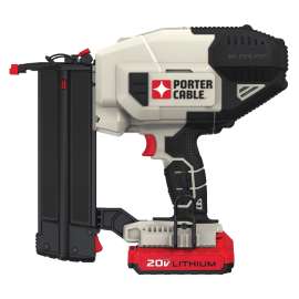 PORTER-CABLE PCC790LA Nailer Kit, Battery Included, 20 V, 2 Ah, 100 Magazine, Glue Collation, 18 ga Nail, Nail Fastener