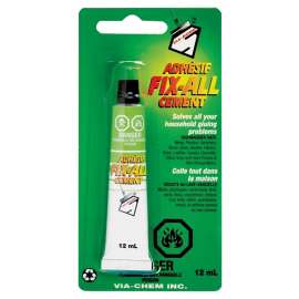 VIA-CHEM T-FA144 Fix-All Cement, White, 12 mL Tube
