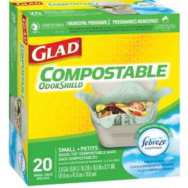 GLAD Easy-Tie 78162FRM2 Compostable Bag, S, 9.8 L Capacity, Polyester, Tan