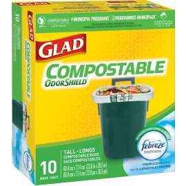 GLAD Easy-Tie 78163FRM5 Tall Compostable Bag, 42.5 L Capacity, Polyester, Tan