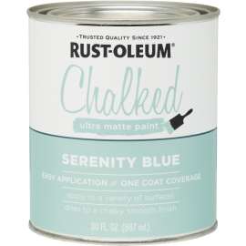 RUST-OLEUM Chalked 285139 Chalked Paint, Ultra Matte, Serenity Blue, 30 oz, Quart