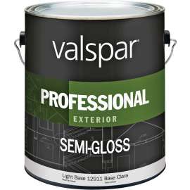 Valspar Professional 12900 Series 045.0012911.007 Exterior Paint, Semi-Gloss, Light Base, 1 gal