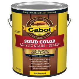 Cabot 1800 Series 140.0001880.007 Solid Color Decking Stain, Low-Lustre, Redwood, Liquid, 1 gal, Can