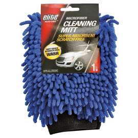 Elite Auto Care 8982 Cleaning Mitt, Microfiber Cloth, Blue