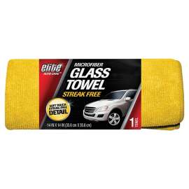 FLP 8904 Glass and Windshield Towel, 14 x 14 in, Microfiber Cloth, Yellow