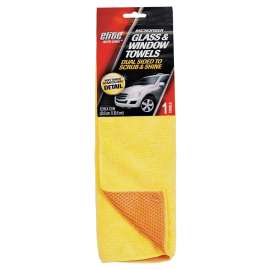 FLP 8903 Glass and Windshield Towel, 12 x 12 in, Microfiber Cloth, Yellow