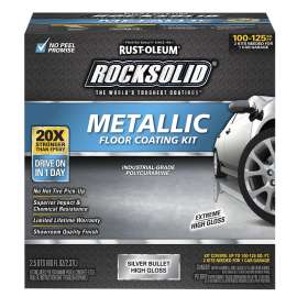 RUST-OLEUM ROCKSOLID 286893 Floor Coating Kit, High-Gloss, Silver, Particulate Solid, 70 oz