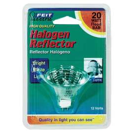 Feit Electric BPBAB Halogen Bulb, 20 W, GU5.3 Lamp Base, MR16 Lamp, 3000 K Color Temp, 3000 hr Average Life