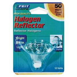 Feit Electric BPEXN Halogen Bulb, 50 W, GU5.3 Lamp Base, MR16 Lamp, 3000 K Color Temp, 3000 hr Average Life