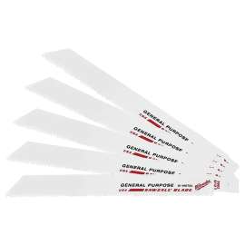 Milwaukee 48-00-5093 Reciprocating Saw Blade, 3/4 in W, 8 in L, 8/12 TPI, Bi-Metal Cutting Edge