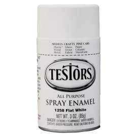TESTORS 1258T Enamel Spray Paint, Flat, White, 3 oz