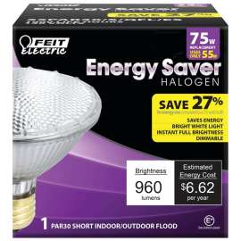 Feit Electric 55PAR30/S/QFL/ES Halogen Bulb, 55 W, Medium E26 Lamp Base, PAR30 Lamp, Soft White Light, 960 Lumens