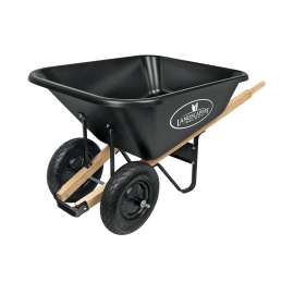 Landscapers Select 34565 Wheelbarrow, 8 cu-ft Volume, Polypropylene Co-Polymer, 2 -Wheel, Pneumatic Wheel, 16 in Wheel