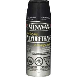 Minwax 33050 Fast-Drying Polyurethane, Gloss, Liquid, Clear, 326 g, Aerosol Can