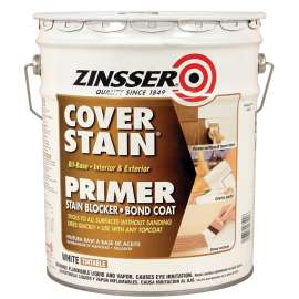 ZINSSER Cover-Stain 03500 Exterior Primer, Flat/Matte, White, 5 gal