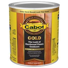 Cabot 3470 Series 140.0003471.005 Exterior Stain, Gold Satin, Sunlit Walnut, Liquid, 1 qt, Can