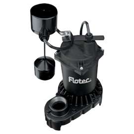 Flotec FPCI5050 Submersible Sump Pump, 120 V, 0.5 hp, 1-1/2 in Outlet, 4700 gph, Cast Iron/Zinc