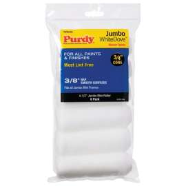 Purdy White Dove 140624612 Jumbo Mini Roller Cover, 3/8 in Thick Nap, 4-1/2 in L, Woven Dralon Fabric Cover