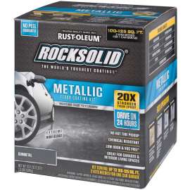 RUST-OLEUM ROCKSOLID 299743 Floor Coating Kit, High-Gloss, Gunmetal, Liquid, 70 oz