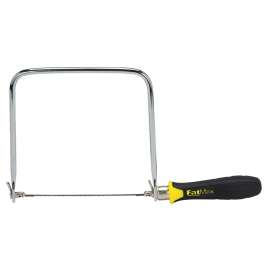 FATMAX 15-106 Coping Saw, 6-3/8 in L Blade, 15 TPI, HCS Blade, Cushion-Grip Handle, Plastic/Rubber Handle