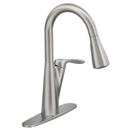 Moen Harlon Series 87499SRS Kitchen Faucet, 1.5 gpm, 1-Faucet Handle, 4-Faucet Hole, Stainless Steel, Lever Handle