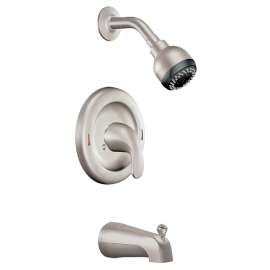Moen Adler Series 82603SRN/L82694EP Tub and Shower Faucet, 1.75 gpm Showerhead, 1-Handle, Metal, Brushed Nickel