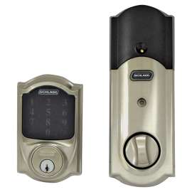 Schlage Connect Series BE469ZP V CAM 619 Deadbolt, Grade 1 Grade, Keyed Key, Satin Nickel, 2-3/8, 2-3/4 in Backset