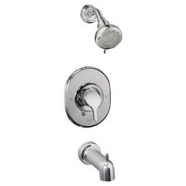 Moen Danika Series 82833 Tub and Shower Faucet, 1.75 gpm Showerhead, Diverter Tub Spout, 1-Handle, Metal, Chrome Plated