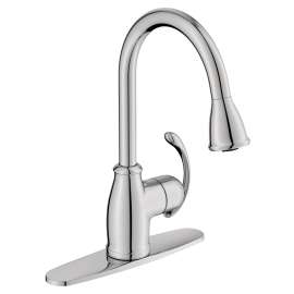 Moen Terrace Series 87055 Kitchen Faucet, 2.2 gpm, 1-Faucet Hole, Metal, Chrome Plated, Deck Mounting, Lever Handle