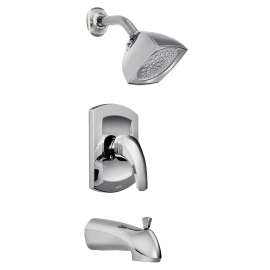 Moen Zarina Series 82533 Tub and Shower Faucet, 2 gpm Showerhead, 1-Handle, Metal, Chrome Plated