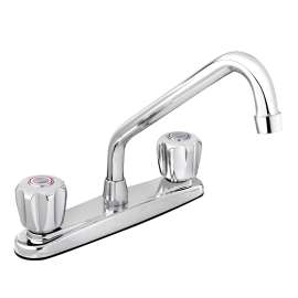 Belanger 3065W Kitchen Sink Faucet, 2.2 gpm, Brass, Polished Chrome, 8 in Faucet Centers, Swivel Spout