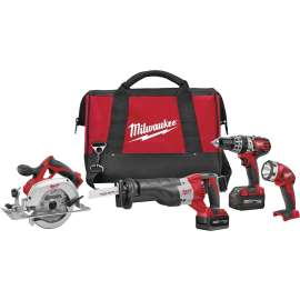 Milwaukee 2694-24 Combination Kit, Battery Included, 18 V, 4-Tool, Lithium-Ion Battery
