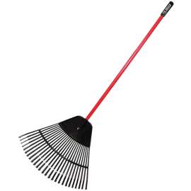 BULLY Tools 92630 Leaf Rake, Poly Tine, 26-Tine, Fiberglass Handle, 41 in L Handle
