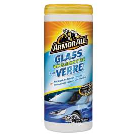 ARMOR ALL 10850 Glass Cleaning Wipes, Effective to Remove: Bug, Filmy Residue, Fingerprint, Road Grime, 25-Wipes