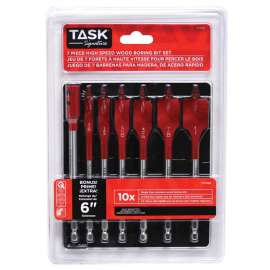 TASK Signature T11686 Wood Boring Bit Set, 7-Piece, HSS