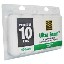 NOUR Ultra Foam Z 4UPP10-10 Roller Refill Pack, 3/8 in Thick Nap, 4 in L, Foam Cover
